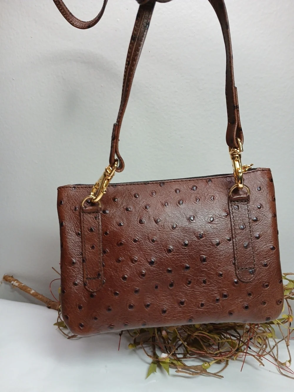 Bottega Fiorentina Petite Crossbody Handbag Clutch Brown Leather NWOT 6.5